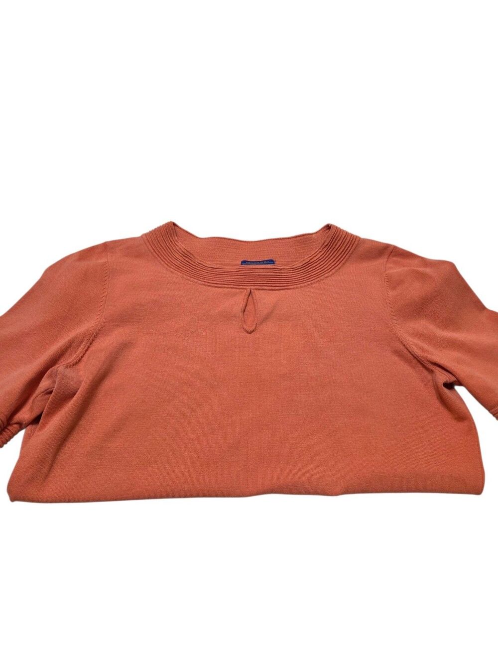 Pendleton Short Sleeve Sweater Women's S Silk Blend Orange Keyhole Neck C35.1 - Picture 9 of 9
